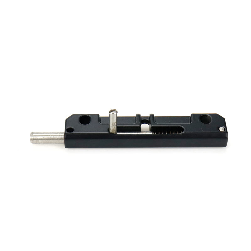 2 Pcs Spring Loaded Latch, Spring Loaded Barrel Bolt Latch Normally Locked Flush Bolt for Industrial Device Door Equipment Door (3-1/8", Black) Right latch style four