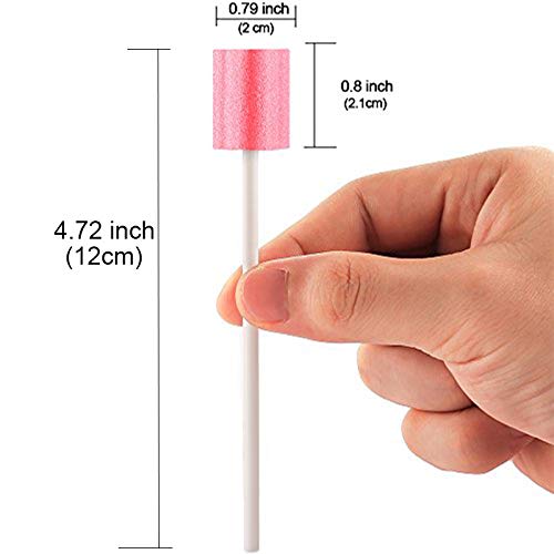 50 Disposable Oral Care Swabs, Sponge Dental Swabsticks Unflavored Sterile(Pink） Plum Pink