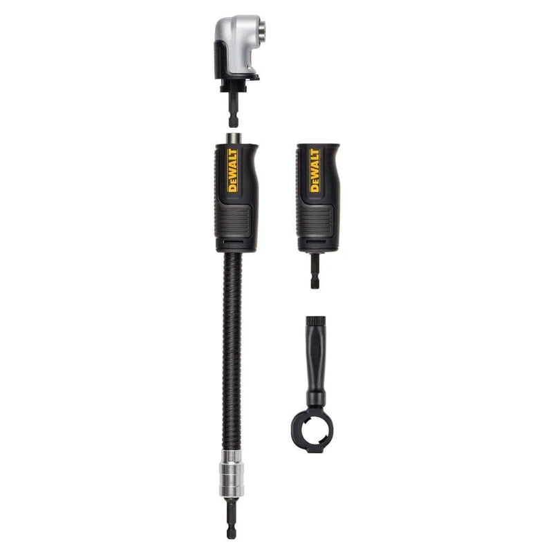 DEWALT Right Angle Drill Adaptor, FlexTorq, 4-in-1 System, Compact, Straight Flexible Shaft, 12-Inch (DWAMRASETFT) Multi