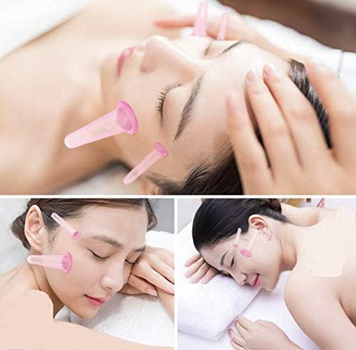 LASSUM 4 Pieces Facial Cupping Therapy Set Anti Cellulite Silicone Vacuum Cupping Cups for Face and Eye Cupping Massage (2 Pieces S + 2 Pieces L) - NewNest Australia