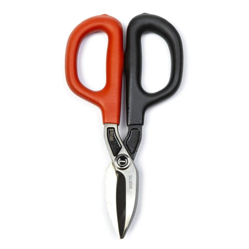 Crescent Wiss 7" Straight Pattern Tinner Snips - Tin Snips for HVAC & Sheet Metal Cutting - With Drop-Forged Steel Blades, Adjustable Pivot Bolt & Durometer Grips - Metal Snips - WDF7S
