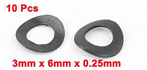 uxcell Metal Wave Crinkle Spring Washer 3mm x 6mm x 0.25mm 10 Pcs Black