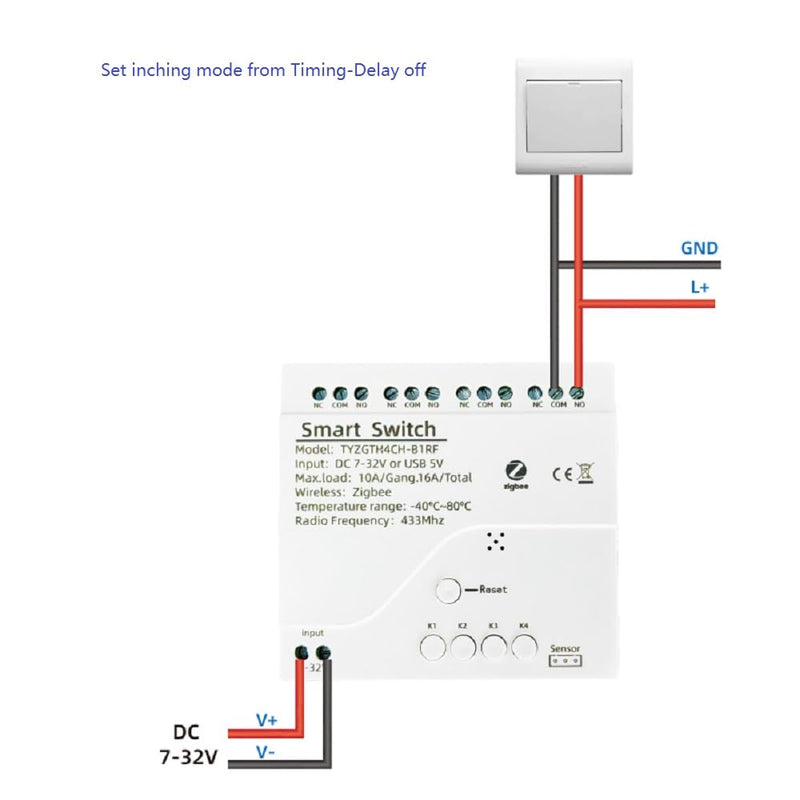Zigbee Temperature Monitor Controller,4 Channel 12V Tuya app Remote Dry Contact Smart Relay Switch with Waterproof Temperature Sensor Probe(Tuya Zigbee hub needed)