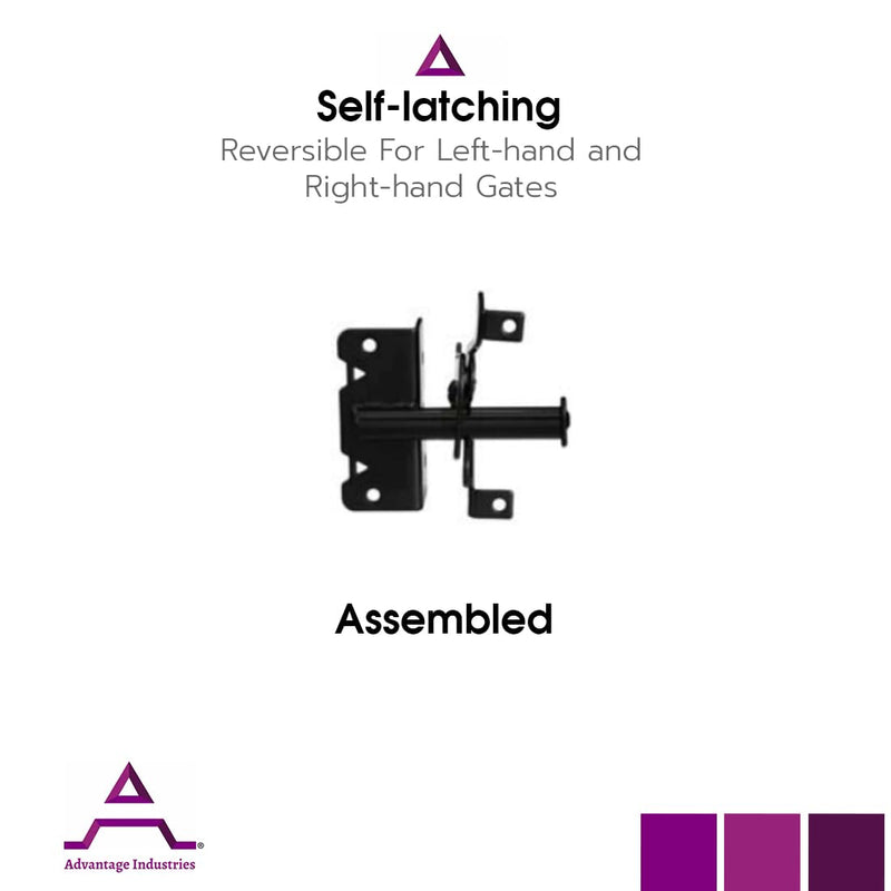 Advantage Industries 2” Stainless-Steel Self-Latching Gate Latch | Hidden Spring Design | Two-Way Spring Latch Entry | Pad-Lockable | Left & Right Reversable | Aluminum & Vinyl/PVC Gates - Black White