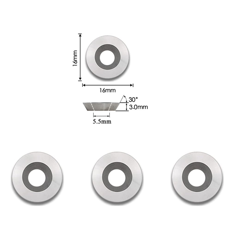 16mm(5/8 inch) Round Carbide Inserts for Woodturning, R16x3mm Indexable Carbide Cutter fits for DIY Woodworking Lathe Wood Turning Finisher Hollower Tools, Ci0, 10 Pcs 1