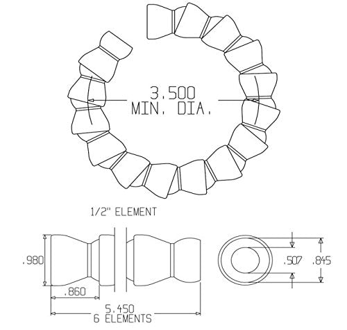 Loc-Line Coolant Hose Component, Acetal Copolymer, Segment, 1/2" Hose ID, 5-1/2" Length (Pack of 2),51801, Blue 1/2"