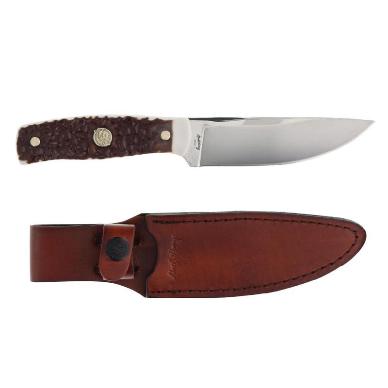 Uncle Henry 191UH Next Gen Staglon Fixed Blade with 4.6" 7Cr Steel Blade, Staglon Handle, Premium Leather Sheath, for Hunting, Cmaping, Outdoors, and EDC