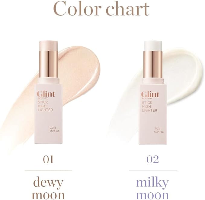 GLINT Official Stick Highlighter #01 Dewy Moon 7g Stick Highlighter #01 Dewy Moon 01 Dewy Moon 0.2 oz (7 g) Korean Cosmetics Korean Makeup Powder Face Powder Highlight Cheek Makeup Anti-Crumble Yebe - NewNest Australia