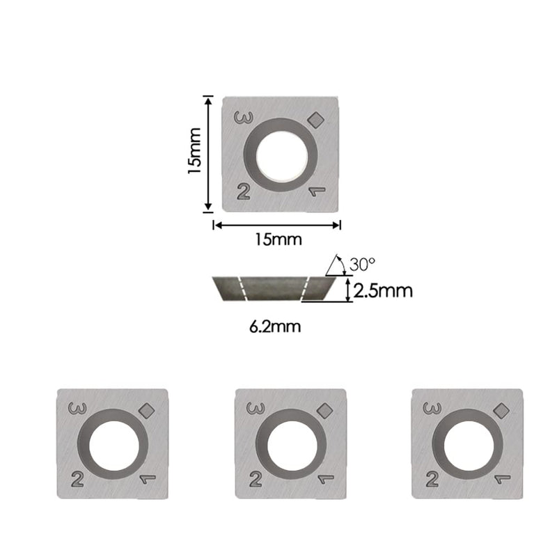 15mm Square Straight Carbide Inserts for Woodturning, 15×15×2.5mm Replacement Cutter Knives for Woodworking Fits Spiral, Helical Planer Cutter, Head Wood, Lathe, Turning Tools, Ci1, 10pcs 10