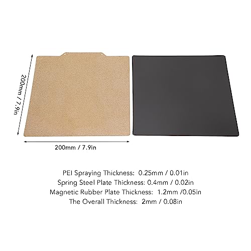 Double Side Textured PEI Sheet 200x200mm, 3 in 1 Magnetic Build Plate PEI Spring Steel Bed, StrongAdhesion for 3D Printer