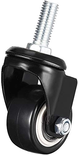 GXYY uoboeuq 1.5 Inch Swivel Caster Wheels PU 360 Degree Threaded Stem Caster Wheel M8 x 25mm, 330lb Total Load Capacity, Pack of 4