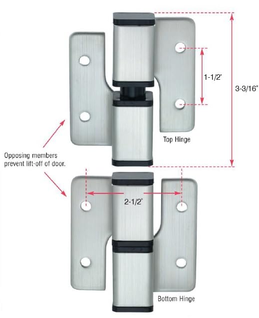 Harris Hardware TP8411‑B Stainless Steel Surface Mounted Gravity Hinge Set