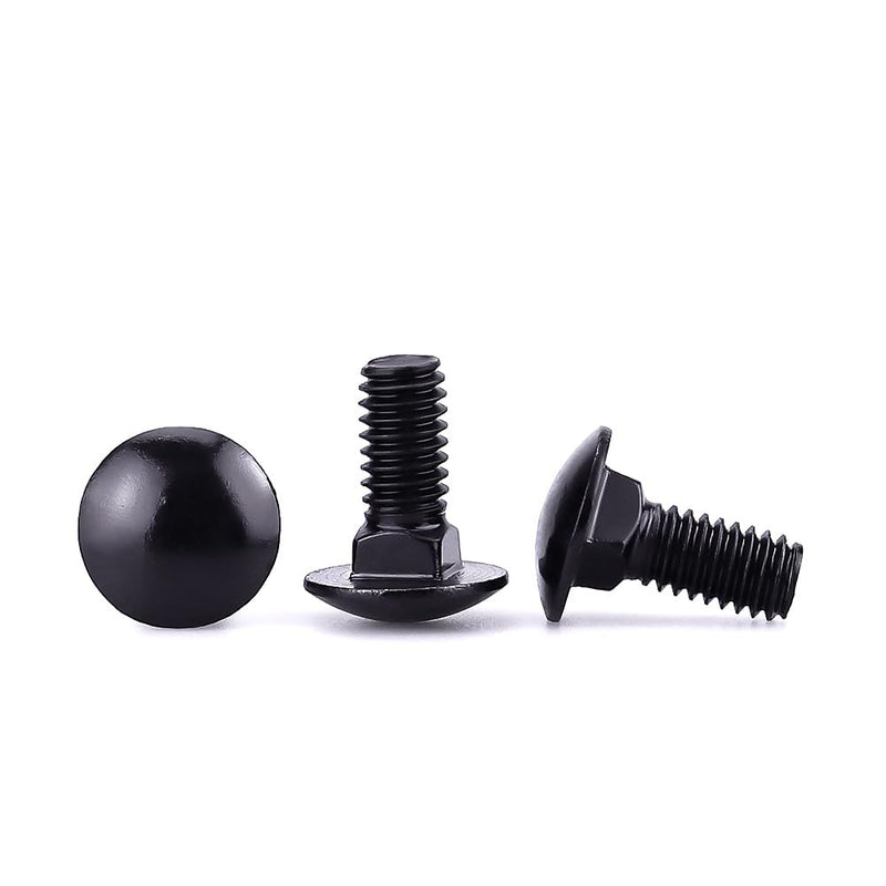 1/4-20 x 3/4" Black Steel Carriage Bolts, 304 Stainless Steel 18-8, Round Domed Head Square Neck Carriage Bolts Screws, Coarse Thread UNC, 25 PCS 1/4-20 x 3/4"