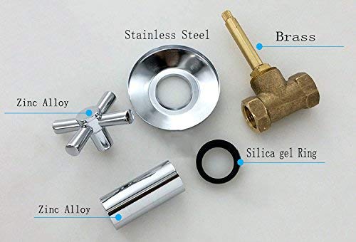 Shower Shut Off Valve,Water Flow Control Valve Straight Replacement Part Concealed with Cross Handle Shut off Valves Water Pressure Regulator,Bathroom Shower Pipe Valve 1Pcs, Chrome