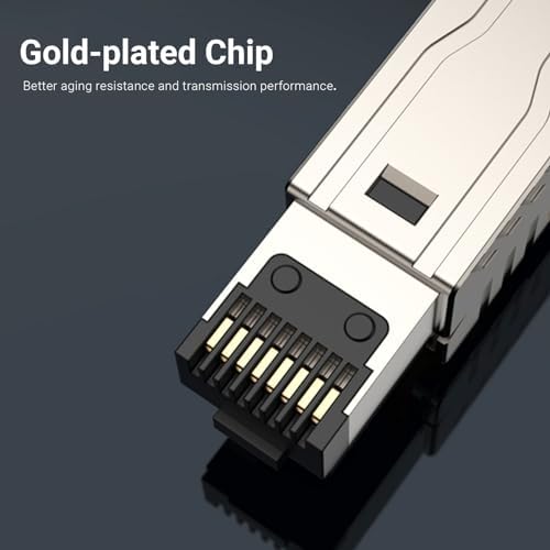 6-Pack Cat 8 RJ45 Connectors Tool Free, Cat8 Field Termination Plug Shielded RJ45 Modular Plugs for 2000MHz 2GHz 40G Double Shielded Solid LAN Cable 22AWG-24AWG 6 Pack