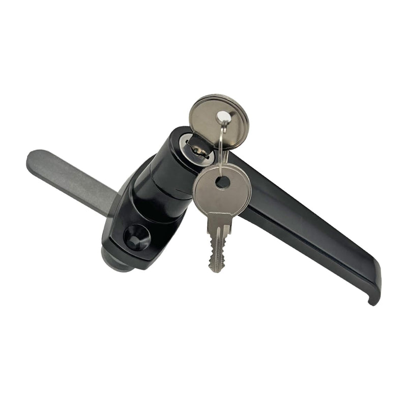 2 Sets Purocean Level Handle Cam Lock,L-Type Locking Door Handle,Cabinet Handle Lock(Black)