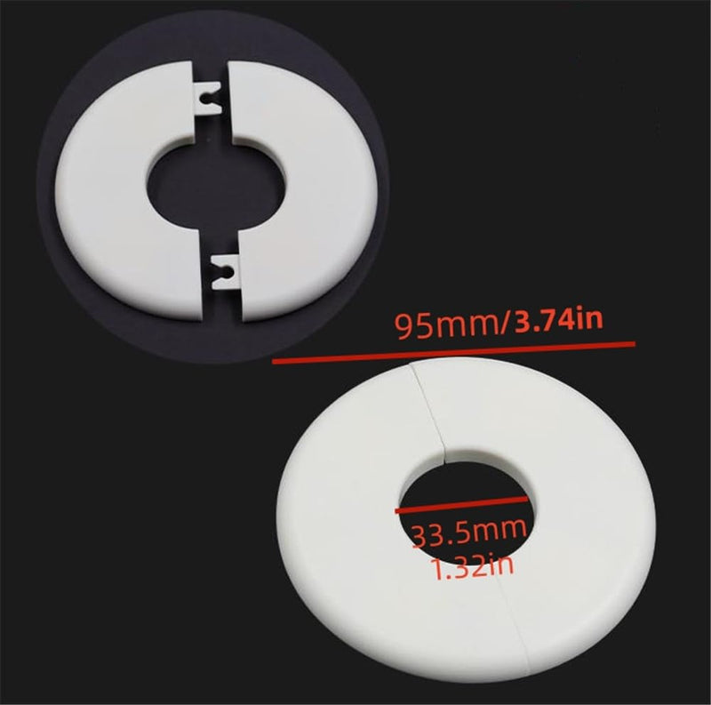 2 pcs Wall Split Flange Self-Adhesive tape Round Escutcheon Various pipes Plate Cover for Water Pipe Faucet Decoration Accessories (33mm/1.32in) 33mm/1.32in