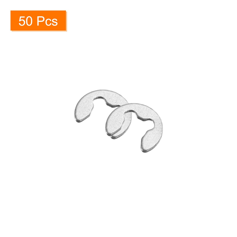 uxcell 50 Pcs External Retaining Rings, 3mm 304 Stainless Steel E-Clip External Circlip Snap Rings Round Wire Snap Rings for Valves Electrical Appliances
