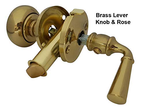 QCAA Solid Brass Storm Door Latch, Polished Brass, Made in Taiwan, 1 Pack