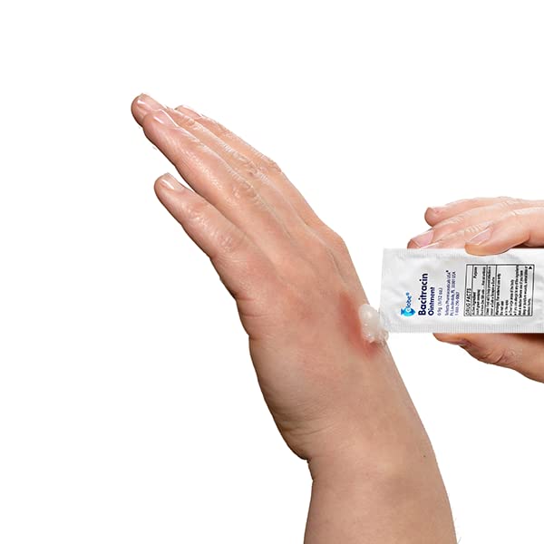 Globe (144 Packets) Bacitracin Antibiotic Zinc Ointment 0.9g Packet. First Aid to Prevent and heal infections for Minor cuts, scrapes and Burns. 144 Count (Pack of 1)