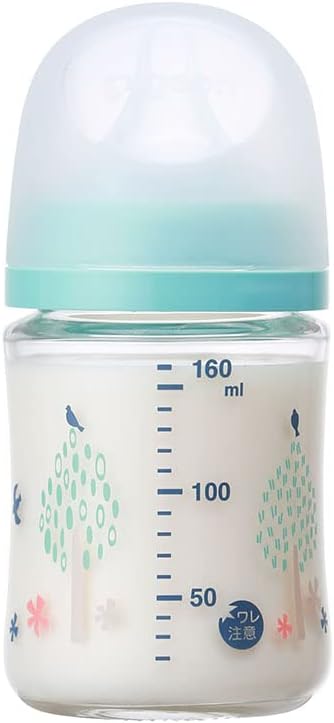 Pigeon Breastfeeding Bottle, Bear, 6.3 fl oz (160 ml), 0 Months, Heat Resistant Glass, Light Blue - NewNest Australia