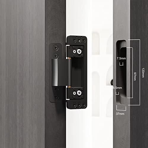 MENGSHI Hidden Door Hinges Ultra-Thin Invisible Hinge for Secret Door Heavy Duty Concealed Hinges Adjustable Butt Hinges 2 Pack - Black