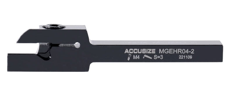 Accusize Industrial Tools 1/4" x 3/8'' Cut-Off Holder, Parting Tool, Mgehr04-2 of 2387-2001 with 10 Carbide Inserts for Cutting Steel, 2387-0001ins | For Steel, MGMN200 Inserts Included, 1 Indexable Holder Plus 10 Carbide Inserts, 2387-0001INS