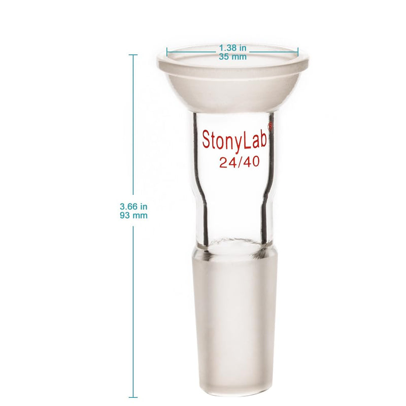 stonylab Glass Adapter with Ball Socket, Borosilicate Glass Connecting Adapter with 35/20 Top Spherical Joint and 24/40 Bottom Inner Joint for Laboratory Lab Supply