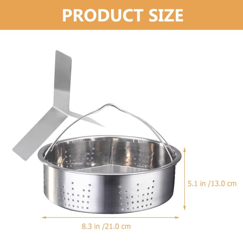 Stainless Steel Steamer Basket with Trivet Rack 8.26 Inch Food Steamer Pot Accessory for Rice Vegetables Seafood Buns Dumplings Kitchen Cooking