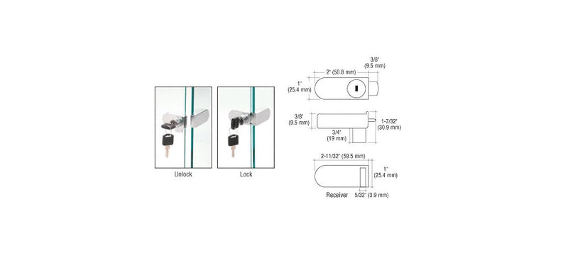 CRL Chrome No-Drill Showcase Lock - Keyed Alike