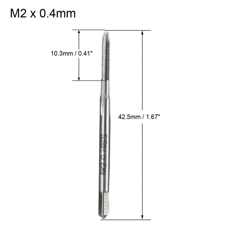 uxcell Metric Machine Tap M2 x 0.4mm H2 High Speed Steel 3 Straight Flutes Screw Tapping Threading Machinist Repair DIY Tool 2pcs M2 x 0.4