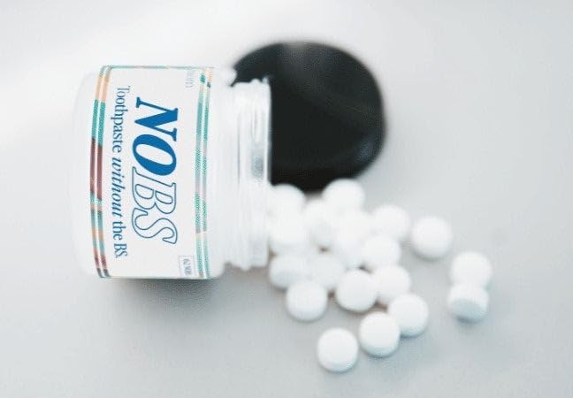 NOBS (No Bad Stuff) Toothpaste Tablets - Nano Hydroxyapatite, Fluoride & Plastic Free, Eco & Travel Friendly - Remineralize with NHA (1 Month) 62 Count (Pack of 1)