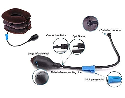 Inflatable Cervical Neck Traction Air Inflatable Pillow Neck Head Stretcher Pain Relief Collar (for Adults, Brown) For Adults