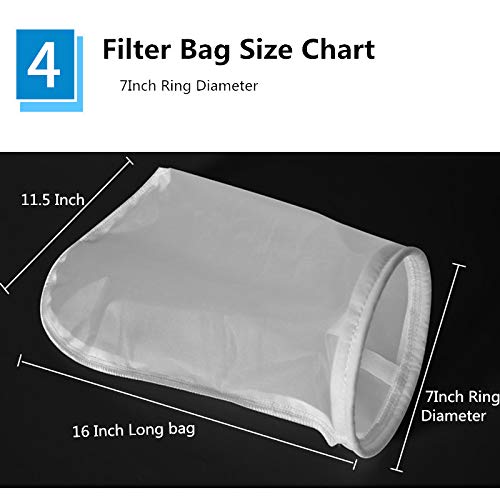 Nylon Mesh Monofilament Filter Socks Bag 50 Micron 7 Inch Ring by 16 Inch Long NMO Liquid Filter Bag Size 1-1Pack (50 Micron 7" x 16") 50 Micron 7" x 16"