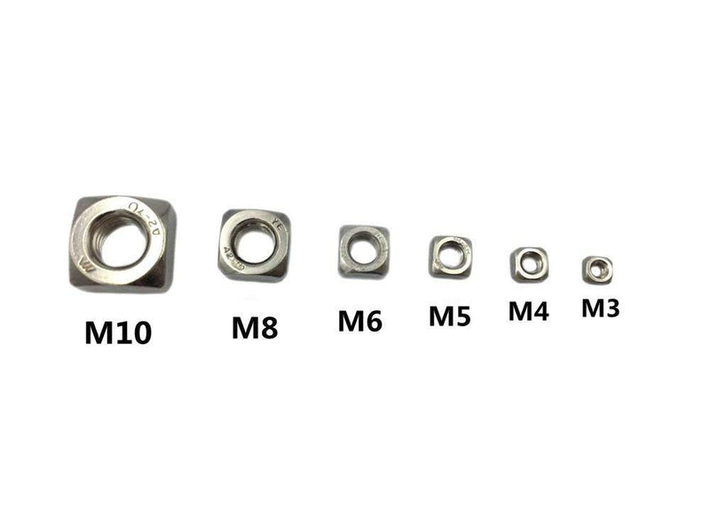170Pcs Metric 304 Stainless Steel Square Nuts Assortment Kit, for M3 M4 M5 M6 M8 M10 Screws Bolt
