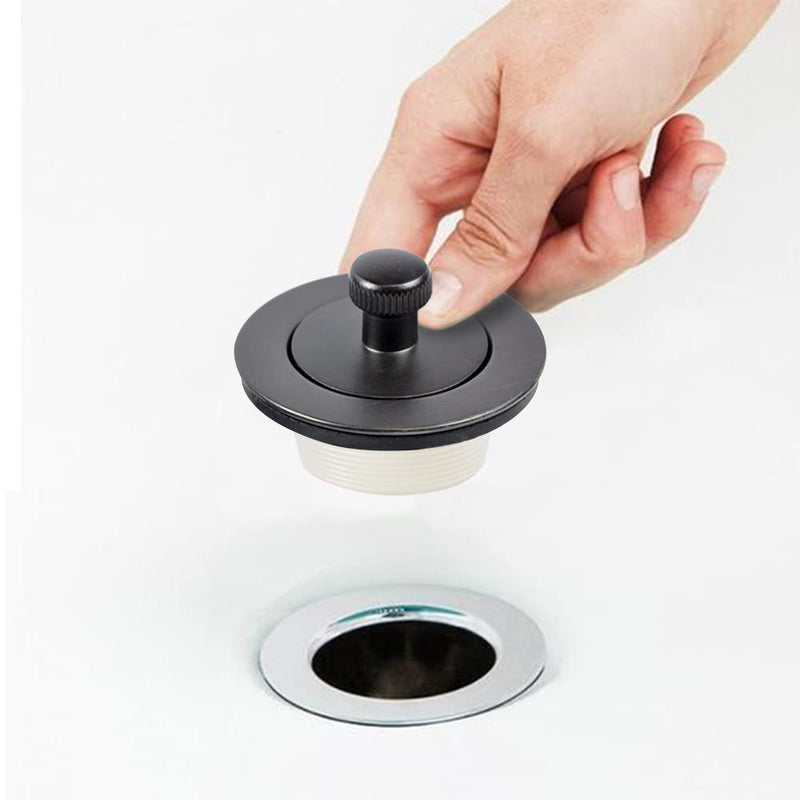 Lift and Turn Tub Drain Twist Trim Kit with Single-Hole Overflow Faceplate and Universal Fine/Coarse Thread Assembly, Bathtub Drain Kit fits All Bathtub (Matte Black) Matte Black