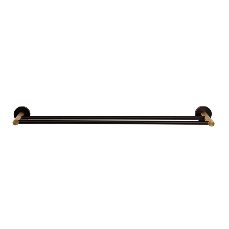 Design House Kelton Double Towel Bar, 24", Matte Black, Satin Gold Matte Black/Satin Gold 24 in. Wide Towel Bar - Double