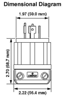 Leviton 2711 30 Amp, 125/250 Volt, NEMA L14-30P, 3P, 4W, Locking Plug, Industrial Grade, Grounding - Black-White