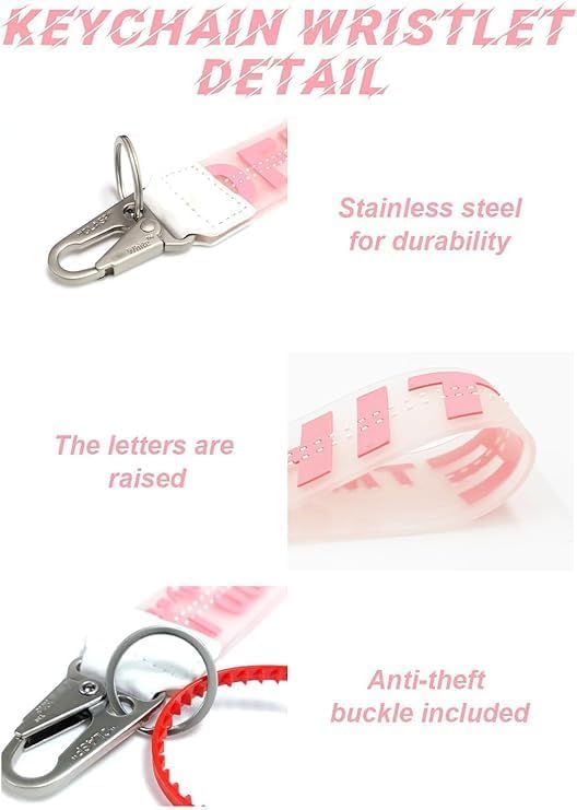 AllStyle By Patel Compatible Wristlet Strap for Key, Classic Hand Wrist Keychain Lanyard Key Chain Holder for Men and Women Rubber - Pink 1