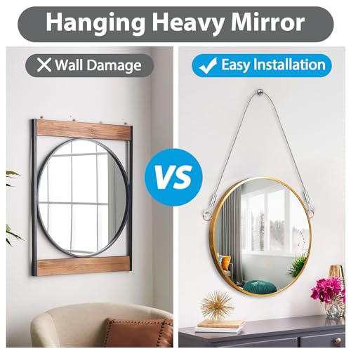 2PCS Adjustable Picture Hanging Wire Kit,Heavy Duty Mirror, Art Frame Hanging Solution,3.3FT Stainless Steel Rope,Supports Up to 66lbs for Hanging Mirrors,Picture,Artwork,Lamps,Basket,Signs 1M2PCS