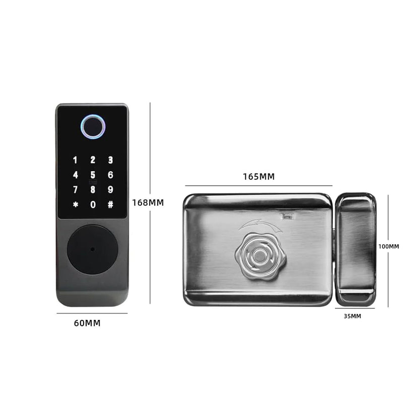 Waterproof Outdoor Gate Smart Rim Lock Digital WiFi Fingerprint Electric Electronic Smart Door Lock with Tuya TTLock App