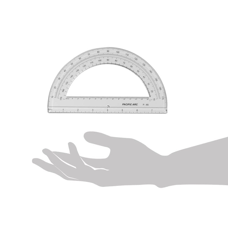 Pacific Arc's 8 Inch Plastic Protractor Clear Ruler 180° | 8 Inch