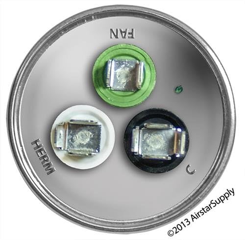 GE 97F9816-60 + 5 uf MFD 370/440 Volt VAC AmRad Round Dual Run Capacitor, Made in the U.S.A.