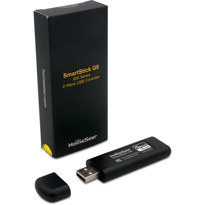 HomeSeer SmartStick G8 800 Series Z-Wave Plus v2 Wireless Long Range S2 Security USB Controller Interface for HomeSeer, Home Assistant Software and Other Smart Home Software & Hubs