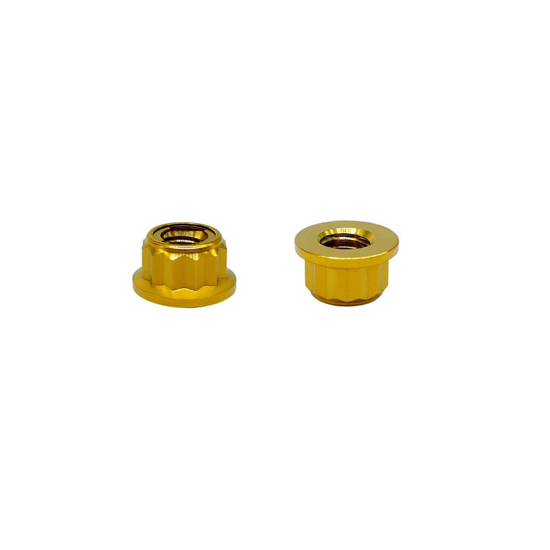 RISON Titanium Bi-Hex Sprocket Nut 12PT Flange Lock nut Titanium Metal Lock nut Pack of 5 (M8x1.25mm,Gold) M8x1.25mm Gold