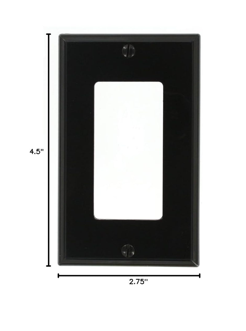 Leviton 80401-NE 1-Gang Decora/GFCI Device Wallplate, Standard Size, Thermoplastic Nylon, Device Mount, Black 1 Count (Pack of 1)