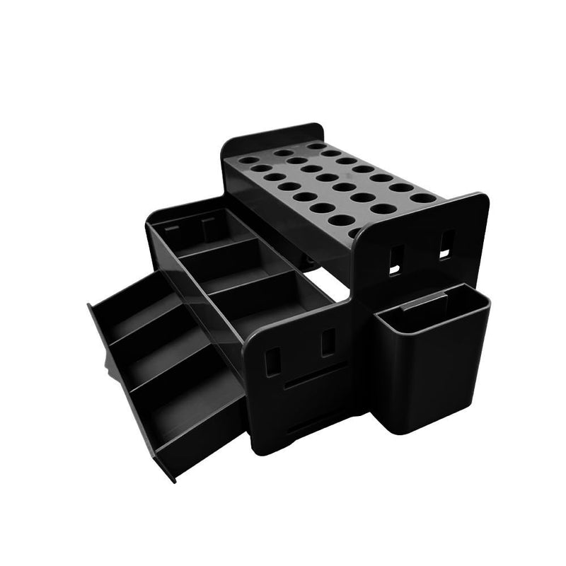 Dental Multi-Function Organizer, YOUYA DENTAL Plastic Dental Syringe Composite Organizer Resin Holder Applicator for Resin Adhesive Syringes Brush Dispenser Placement Rack (Black) Black