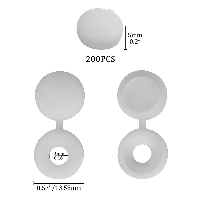XINGYHENG 400Pcs Plastic Hinged Screw Covers Caps Fold Screw Snap Cap Washer Flip Tops for Furniture Desk Cabinets and Wall (White) 400