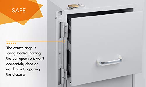 File Cabinet Locking Bar. Fits 2 Drawer File Cabinets. Includes Cobalt Drill Bit. (Gray) Gray