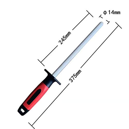 14 inch Sharpening Rod/Sharpening Bar, 2 in 1 Diamomd/Ceramic (Grit 400/1000) Knife Sharpener for Coarse/Fine Honing
